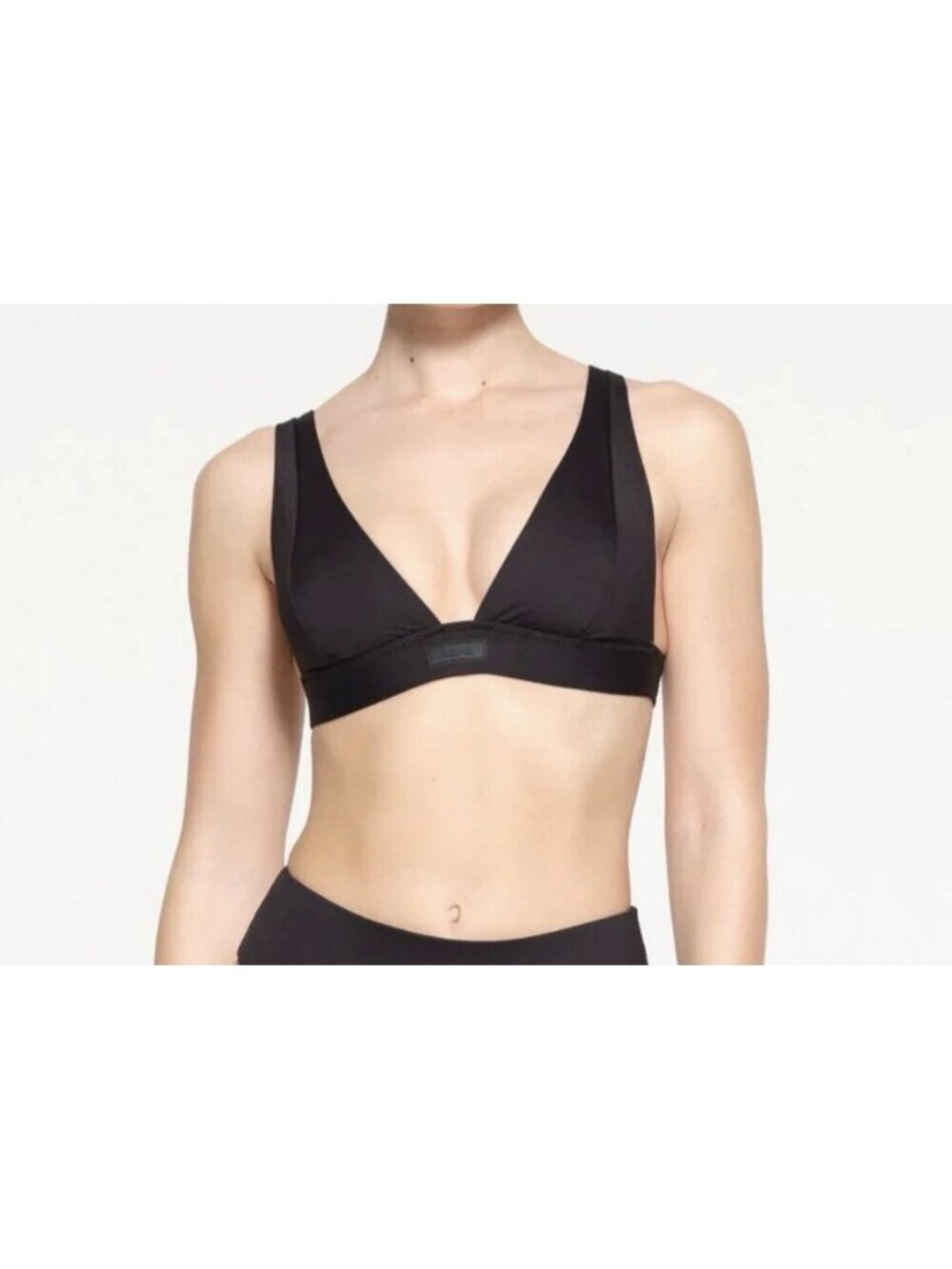 Skims Recycled Swim Plunge Bikini Top Onyx Women’s Sz XL Black